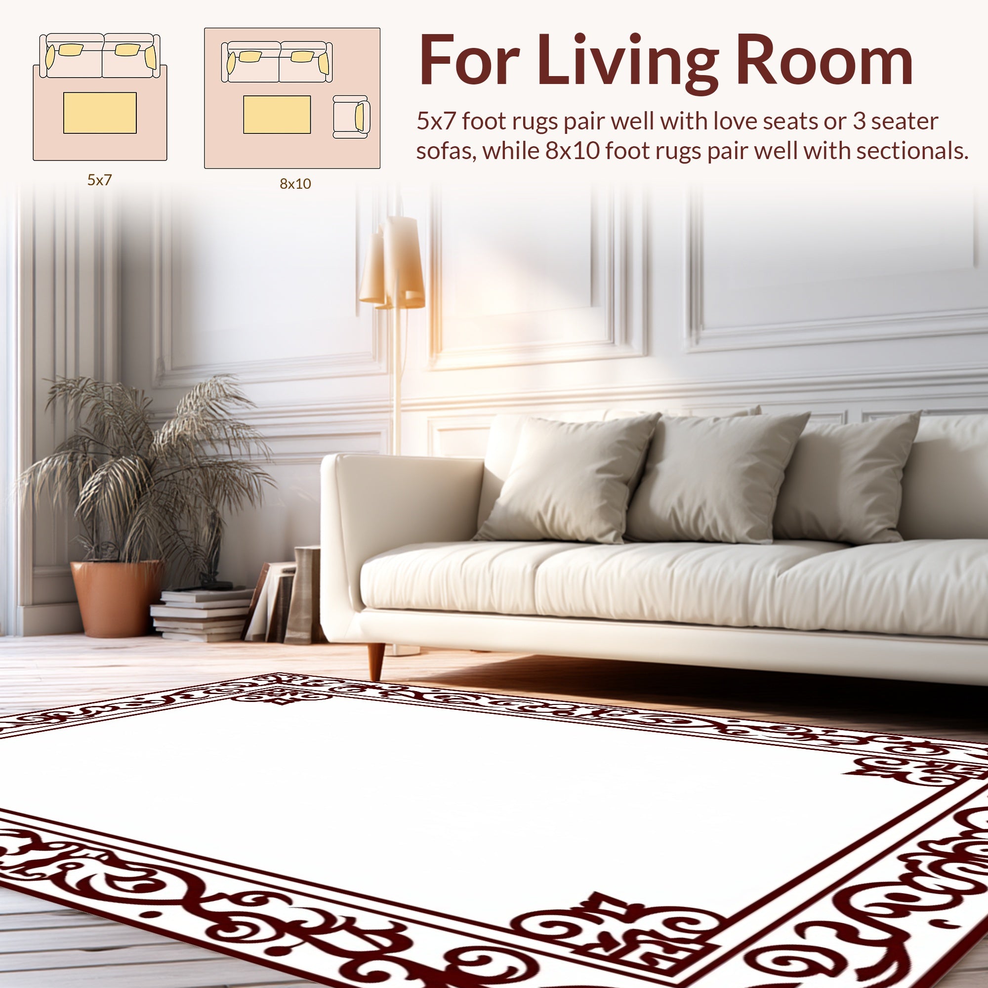 Ornate Scrolling Vine Border Design Rug