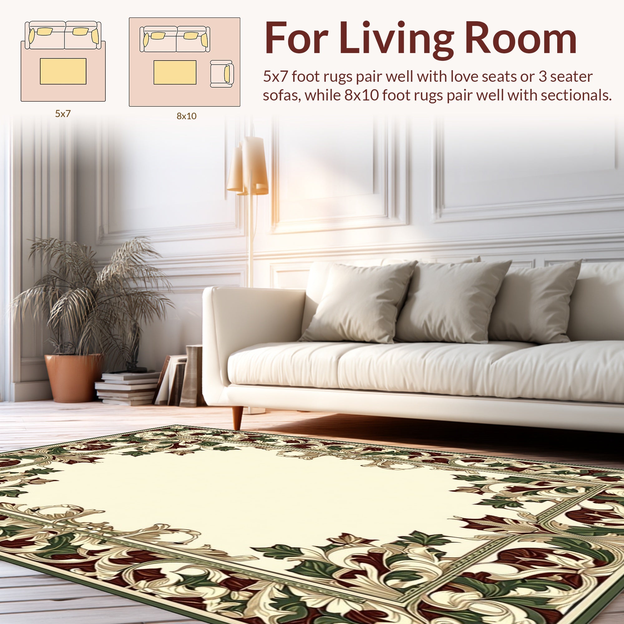 Rich Floral Toned Scrollwork Elegance Rug