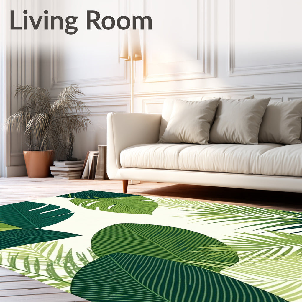 Vibrant Tropical Leaf Pattern Rug