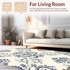 Classic Blue Floral Damask Pattern Rug