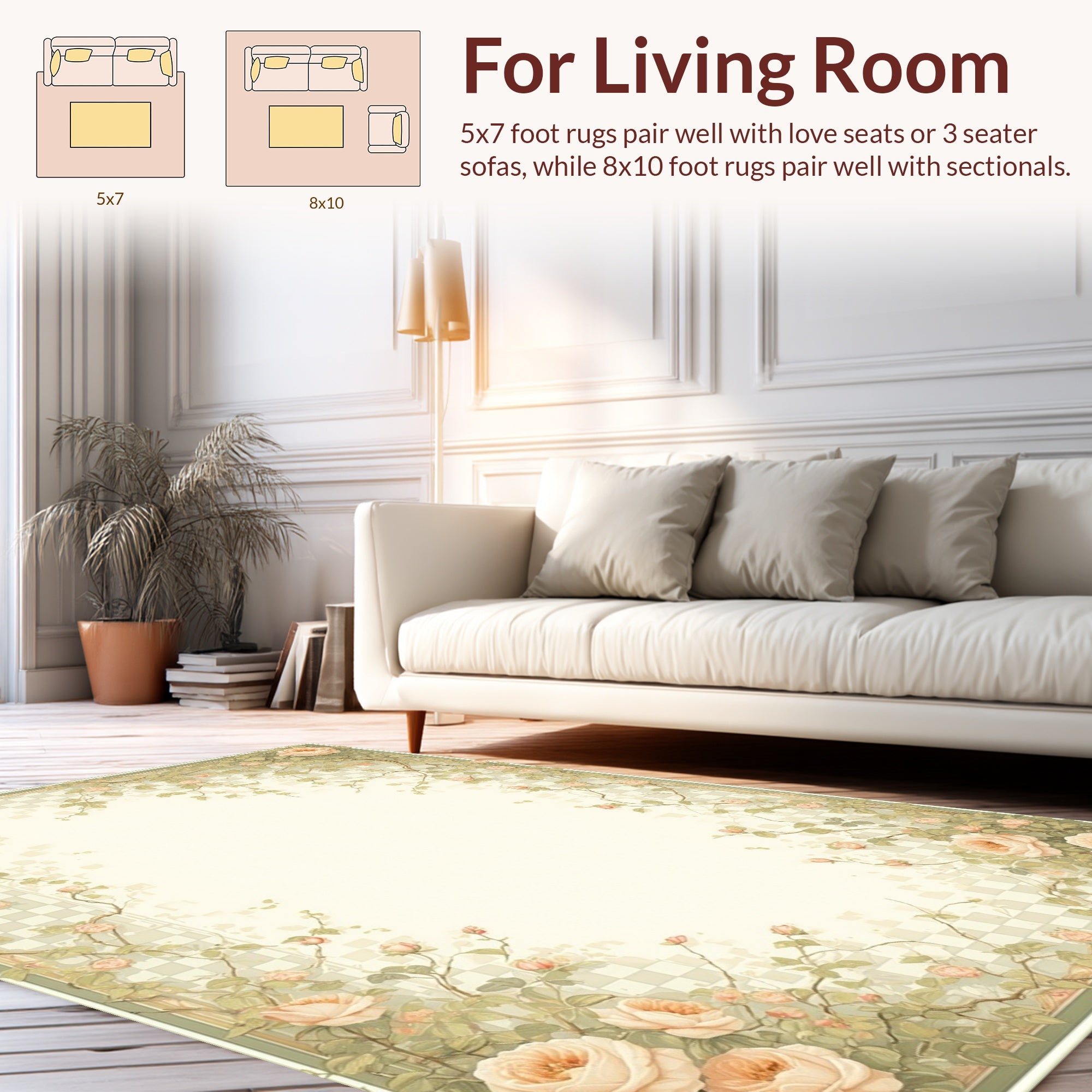 Vintage Rose Vine Border Rug