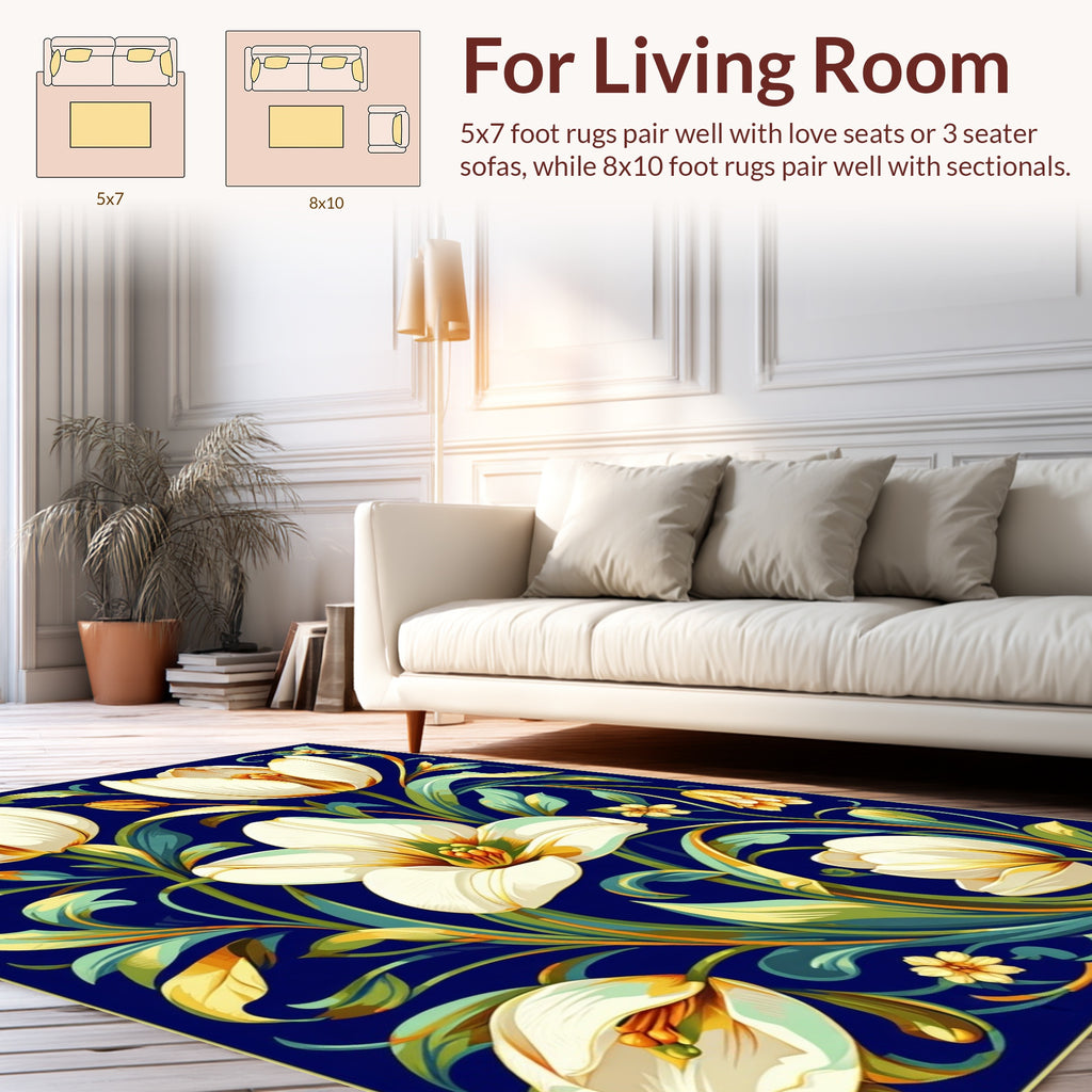 Bold Floral Art Nouveau Tulips Rug