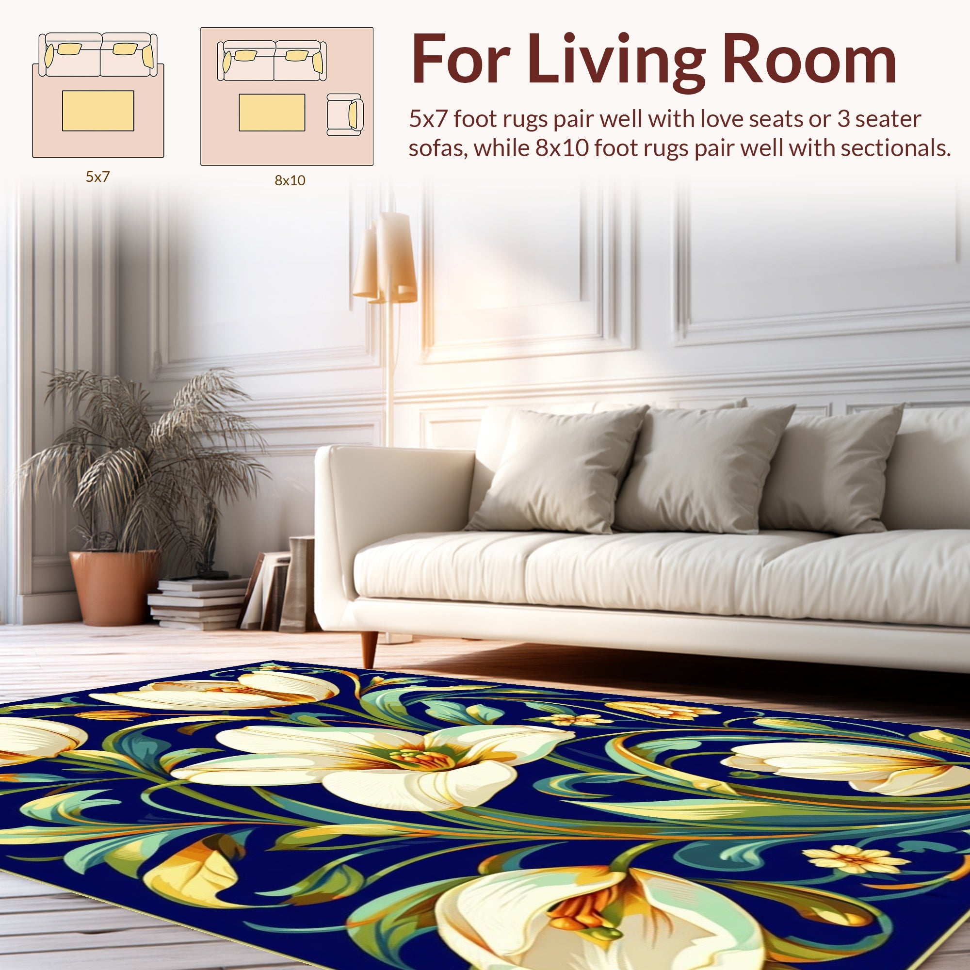 Bold Floral Art Nouveau Tulips Rug