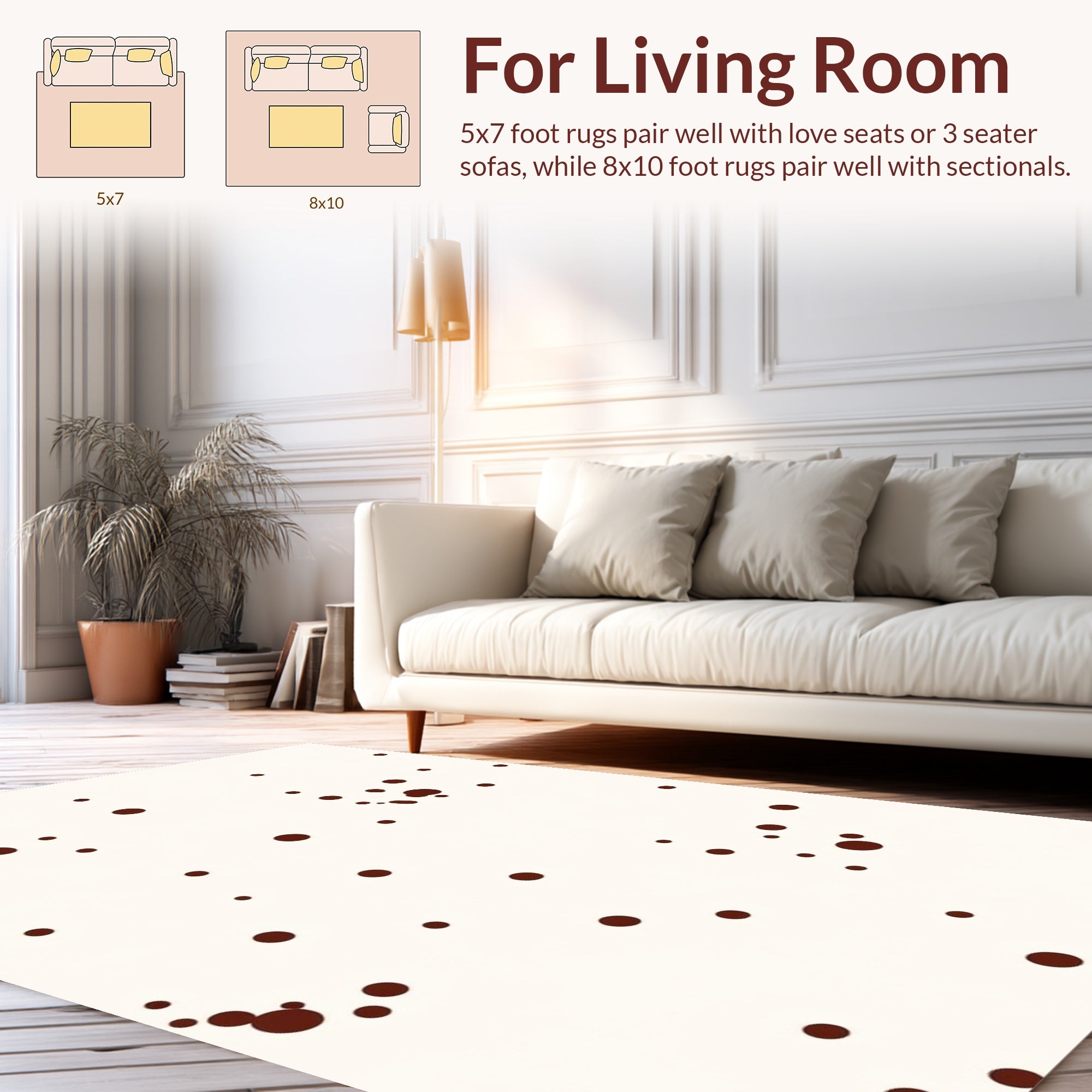 Polka Dot Pattern Textured Design Rug