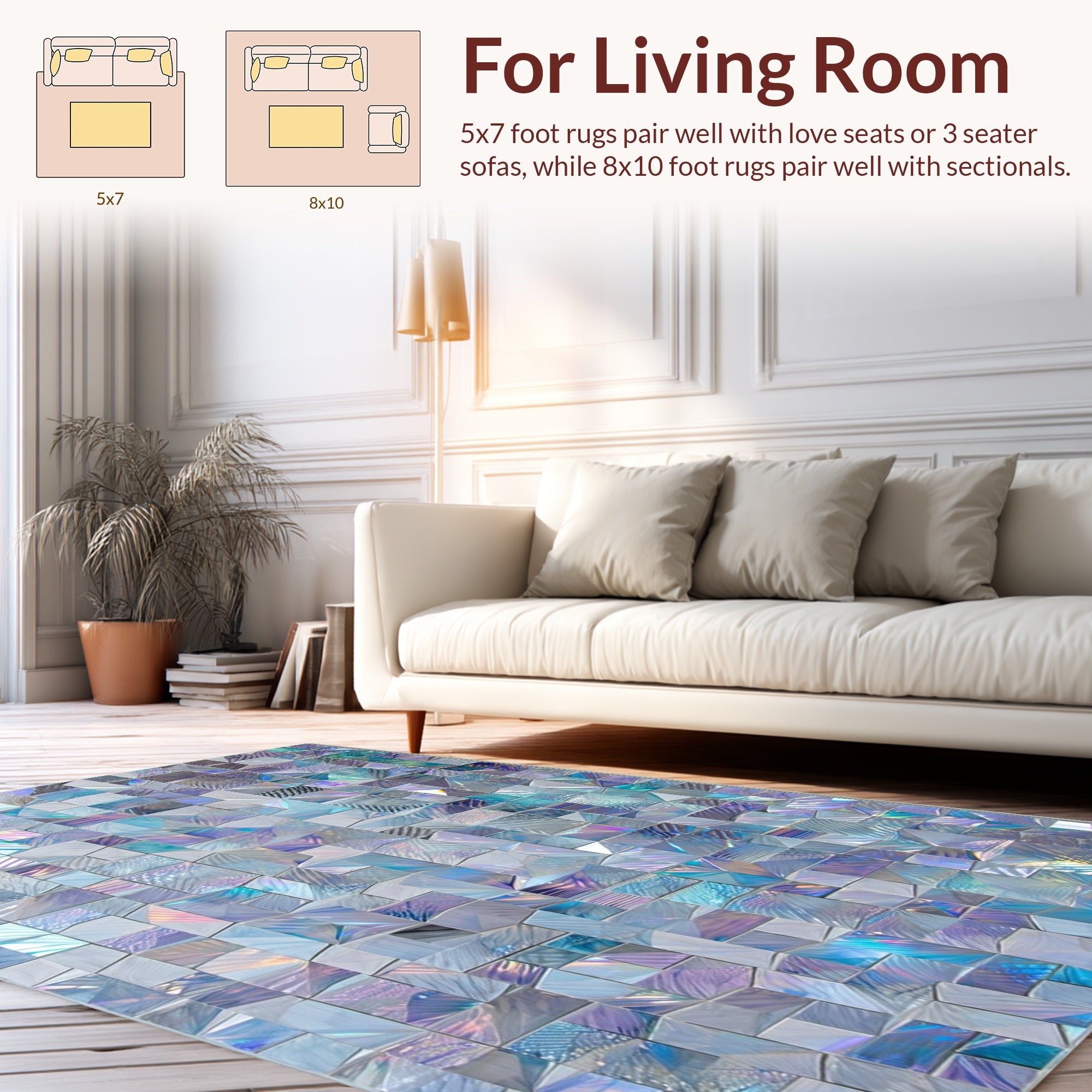Iridescent Geometric Cubist Pattern Rug