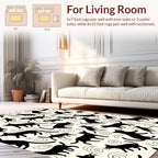 Whimsical Black Cats and Swirls Pattern Rug