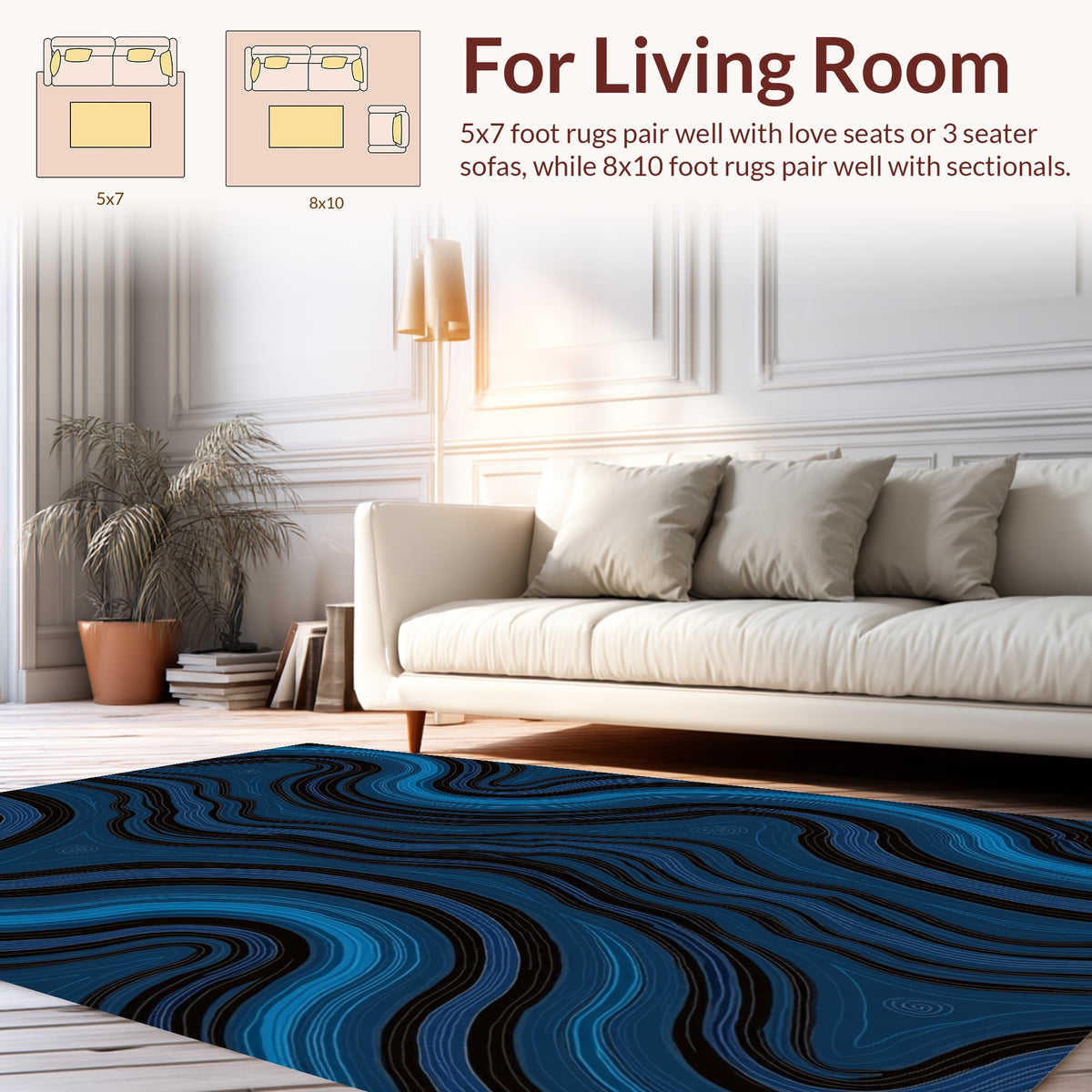 Lined Pattern Rug Deep Blue Wavy Lined Pattern Rug – bauhaus