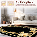 Ornate Golden Floral Scrollwork Rug