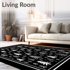 Rustic Black White Forest Trees Rug
