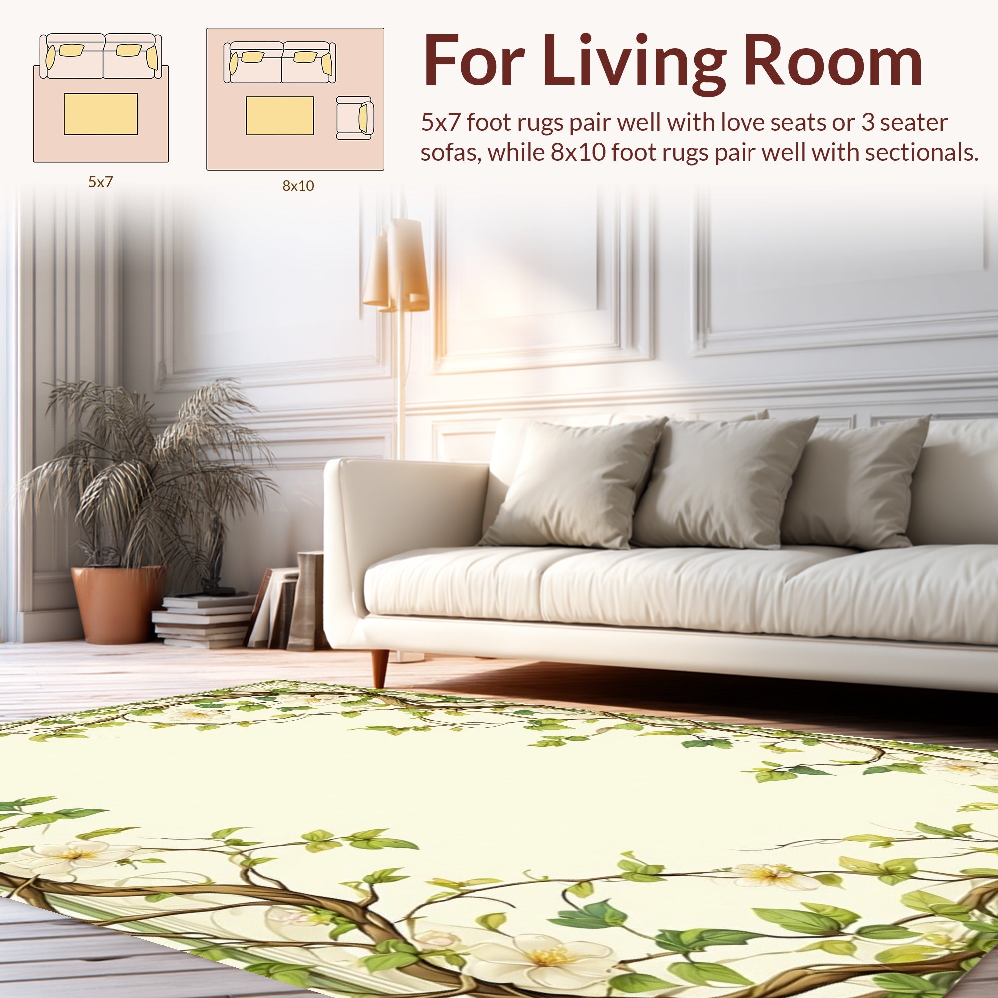 Vines And Blossoms Nature Motif Rug