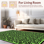 Bold Black Green Swirl Pattern Rug