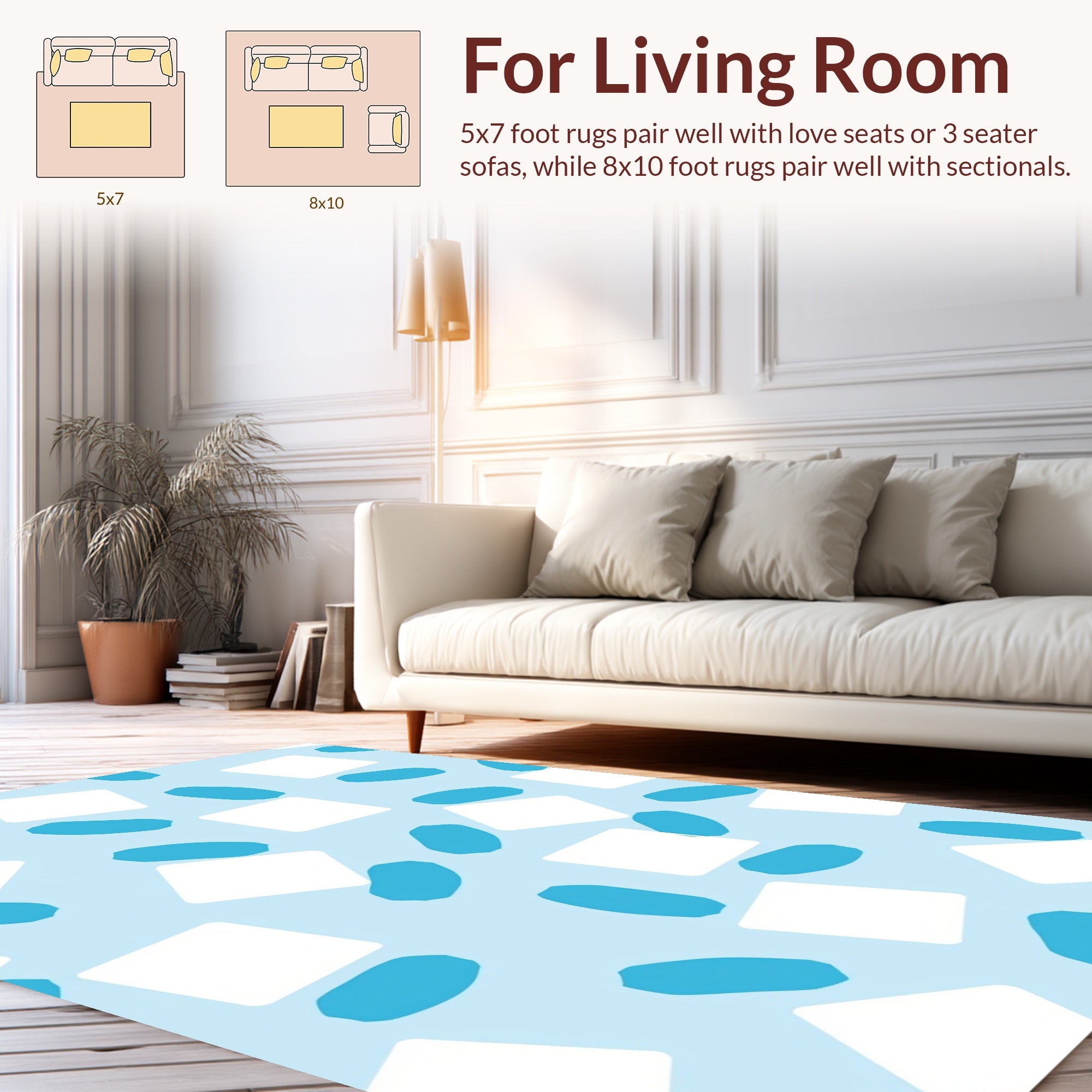 Abstract Squares and Ovals Pattern Rug