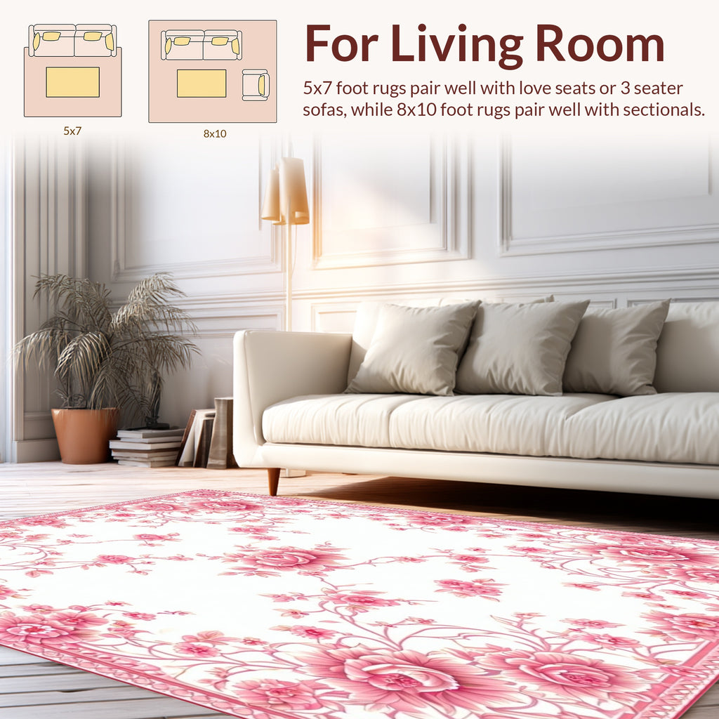 Grand Rose Floral Pattern Rug