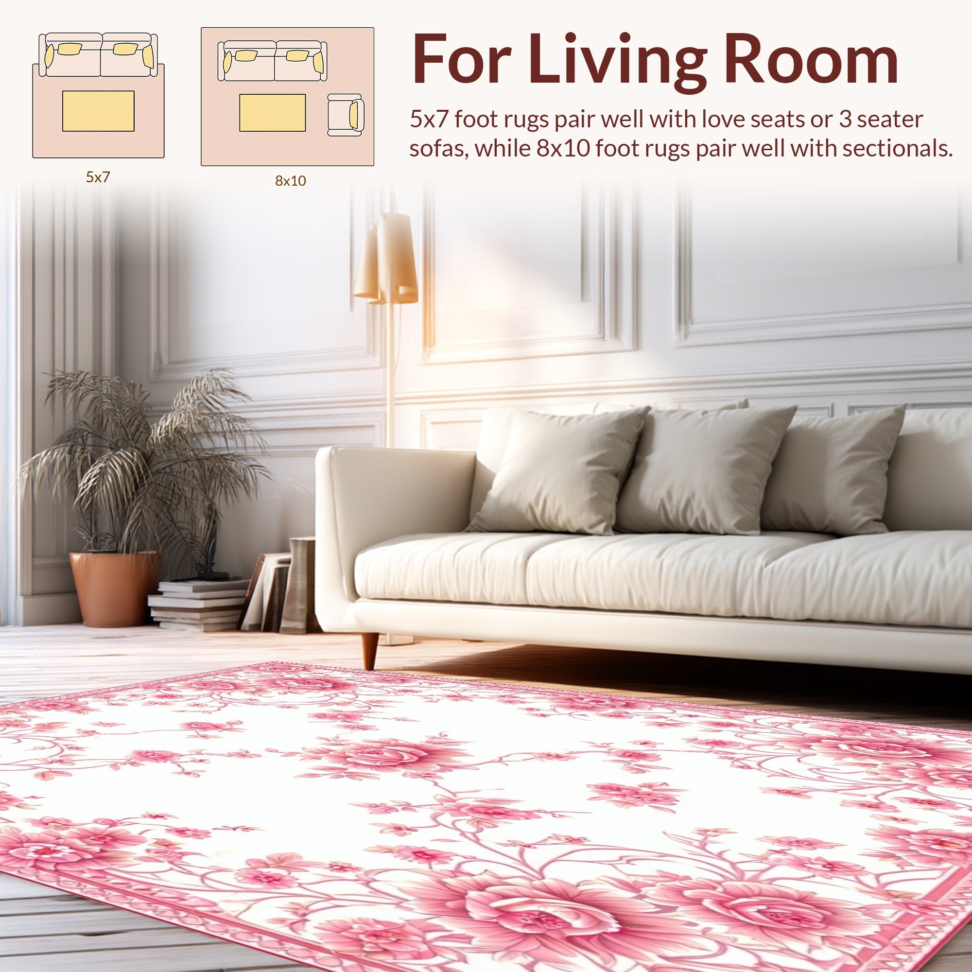 Grand Rose Floral Pattern Rug