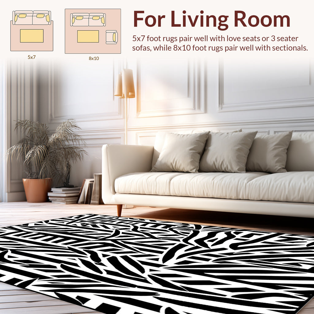 Abstract Black White Stripe Art Rug