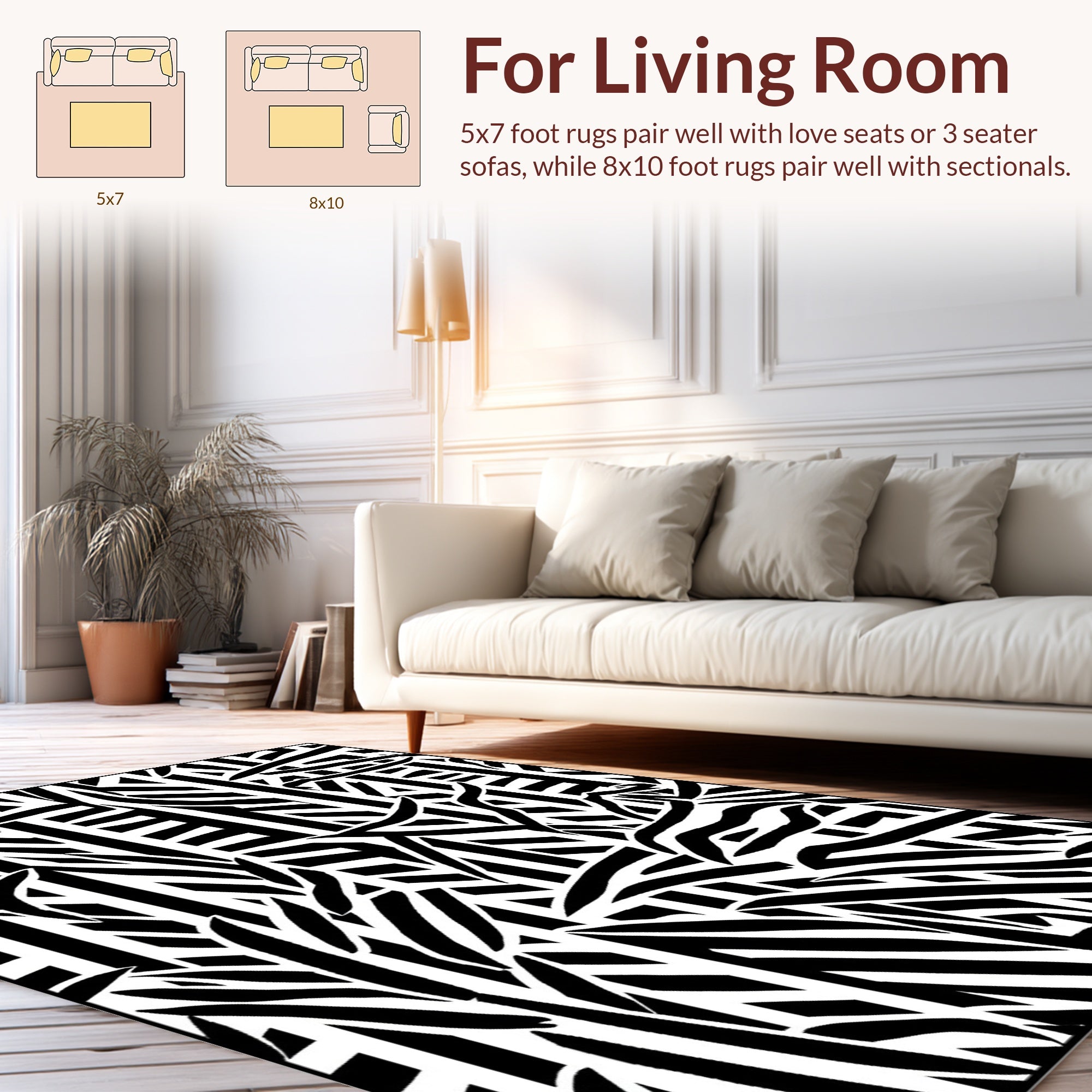 Abstract Black White Stripe Art Rug