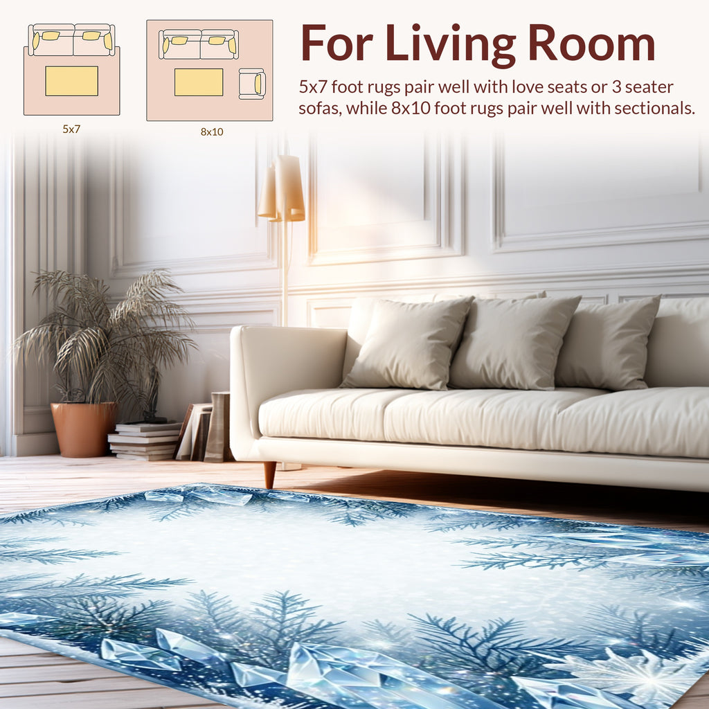 Winter Crystal Pine Needle Design Rug