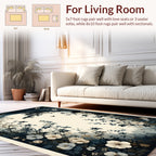 Midnight Floral Vine Silhouette Rug