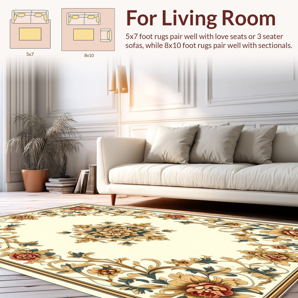 Ornate Floral Scrollwork Design Rug