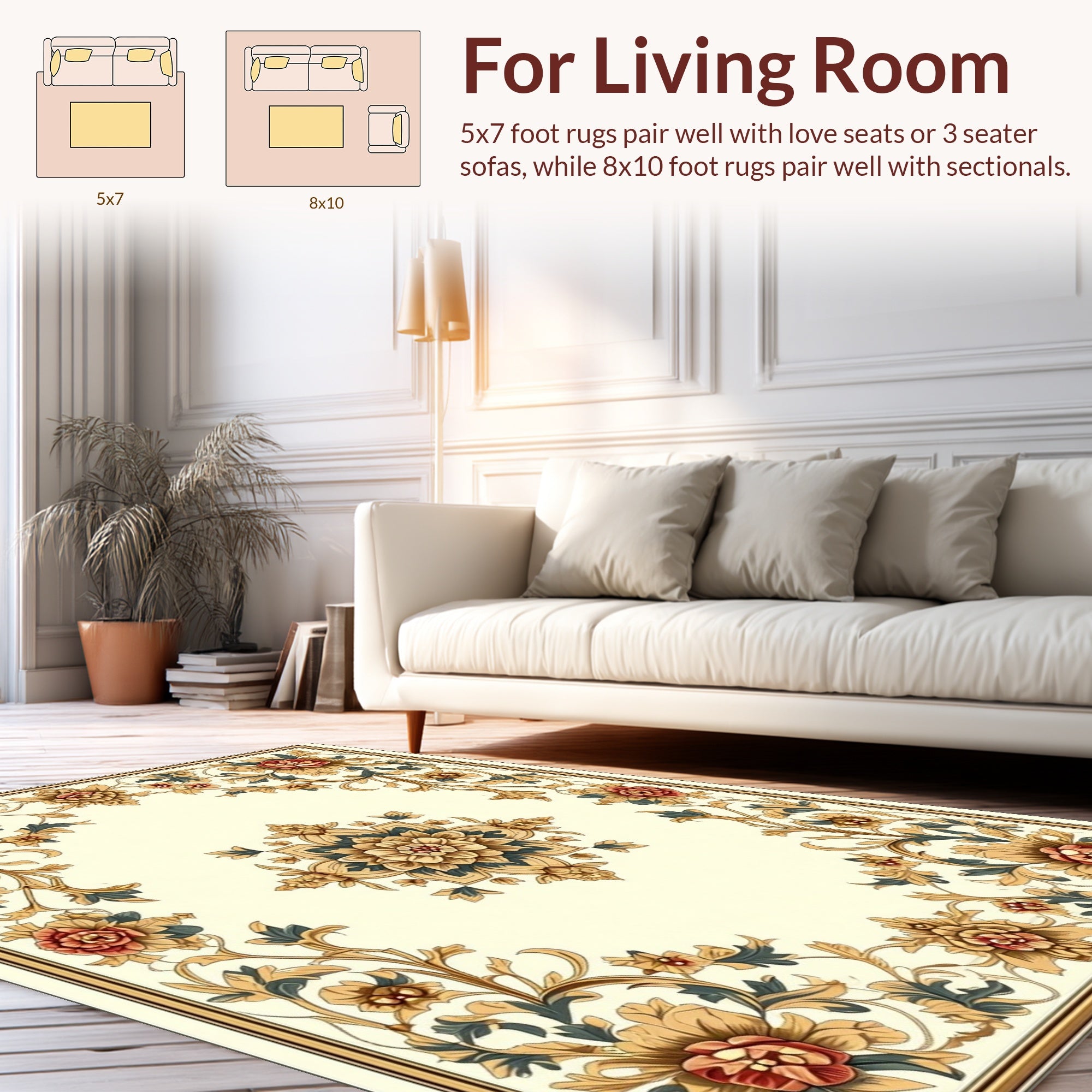 Ornate Floral Scrollwork Design Rug