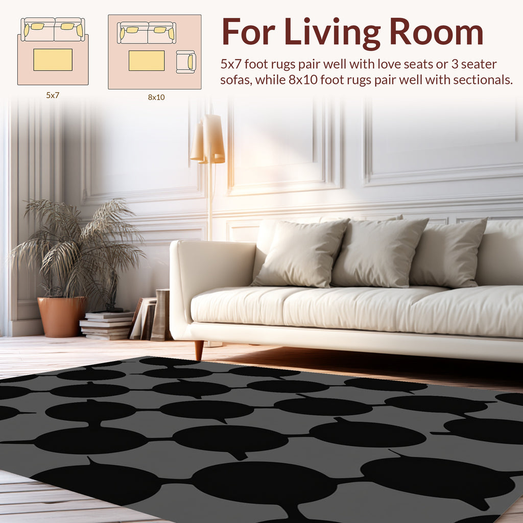 Monochrome Abstract Circle Pattern Surface Rug