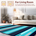 Modern Stripped Blue And White Design Rug