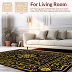 Elegant Black Gold Floral Ornament Rug