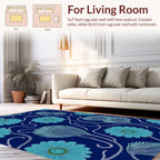 Turquoise Floral Vine Pattern Rug