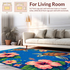 Tropical Sea Turtle Floral Design Rug