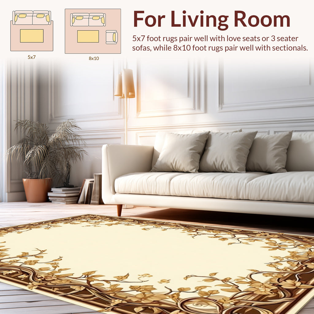 Vintage Floral Vine Border Design Rug