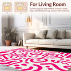 Bright Pink Abstract Doodle Design Rug