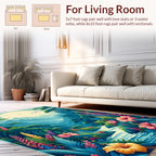 Lush Tropical Riverbed Floral Landscape Design Rug