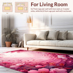 Whimsical Pink Floral Forest Path Rug