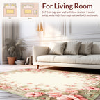 Whimsical Pink Floral Vine Border Rug