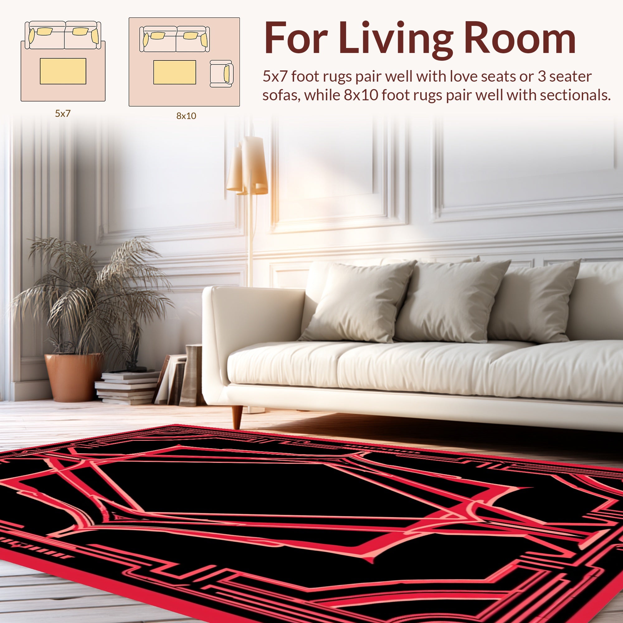 Bold Geometric Red Frame Rug