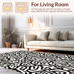 Organic Abstract Black White Pattern Rug