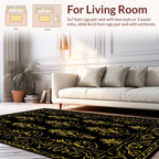 Elegant Yellow Floral Damask Border Rug