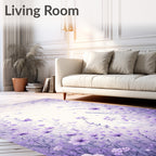 Purple Floral Meadow Butterfly Design Rug