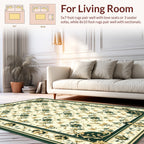 Green Gold Floral Vine Pattern Rug