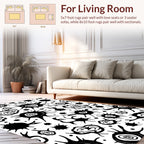 Organic Abstract Black White Splash Pattern Rug