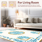 Light Blue Gold Floral Pattern Rug