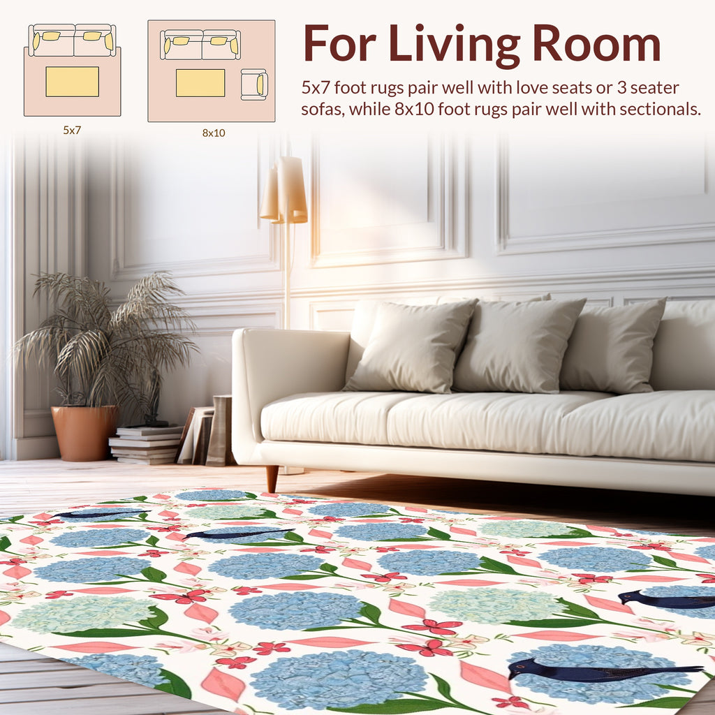Floral Bird Butterfly Garden Pattern Rug