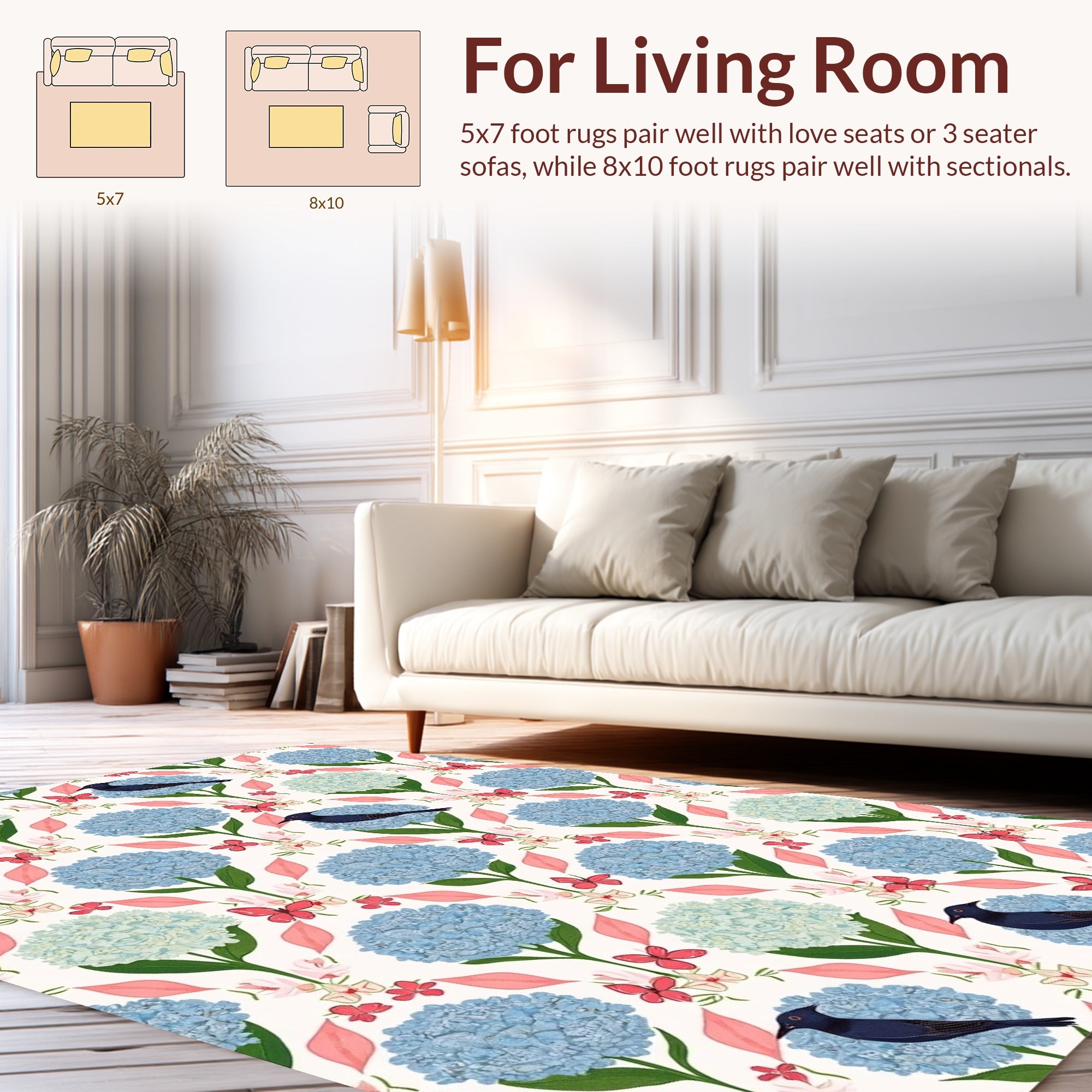 Floral Bird Butterfly Garden Pattern Rug