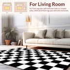 Bold Black White Checkered Pattern Rug