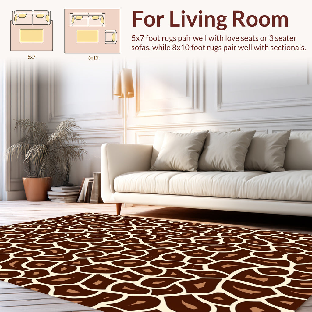 Brown Giraffe Spot Pattern Rug