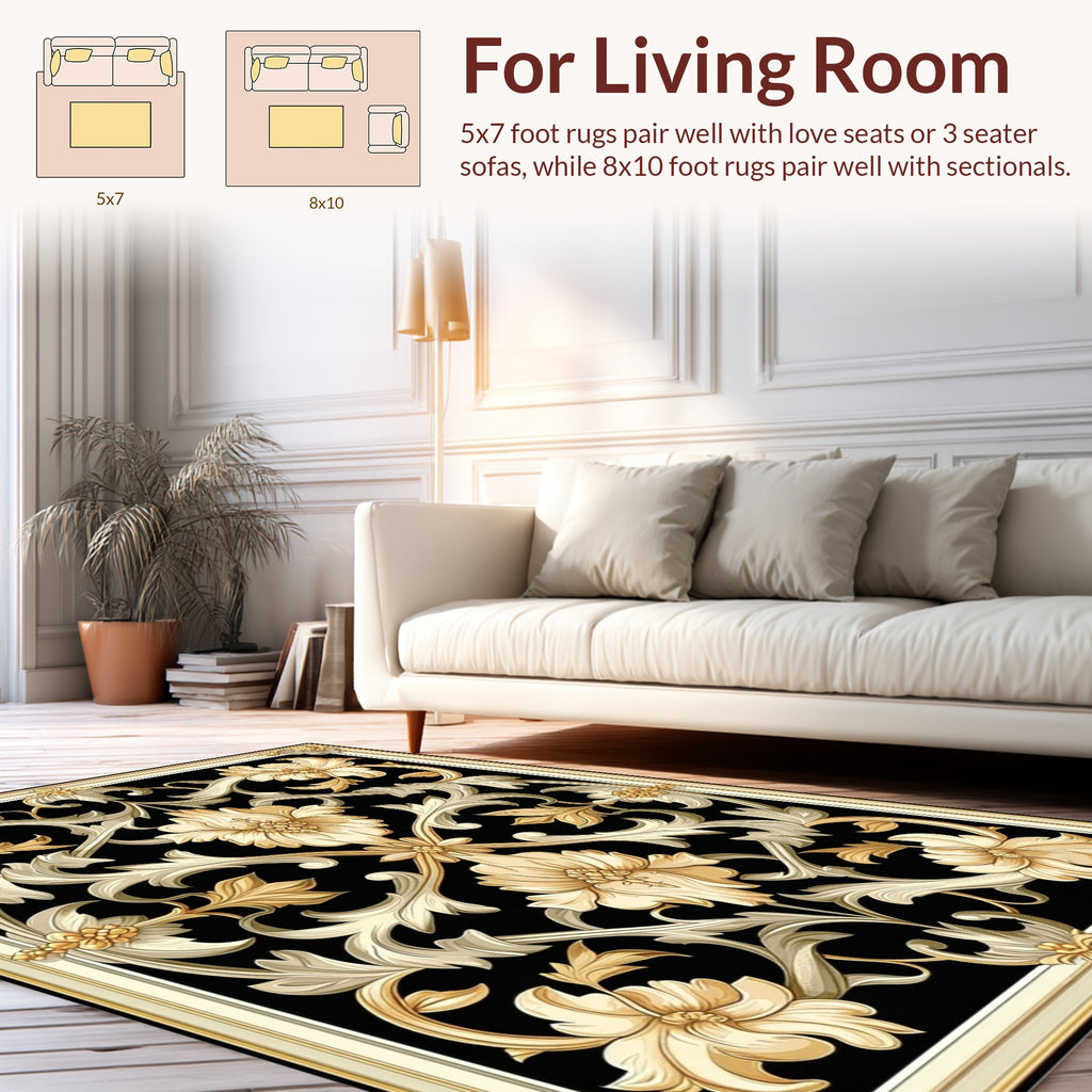 Ornate Floral Scrollwork Pattern Rug