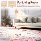 Pink Floral Butterfly Swirl Design Rug
