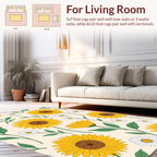 Yellow Sunflower Daisy Botanical Pattern Rug