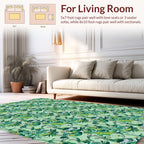 Abstract Green Swirl Floral Pattern Rug