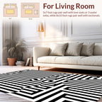 Black White Optical Maze Pattern Rug